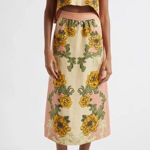 chinese dress ladies Cream Delicate Flower Arabesques Linen Midi Dress main image 0